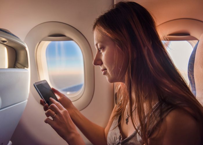 Woman phone airplane mode